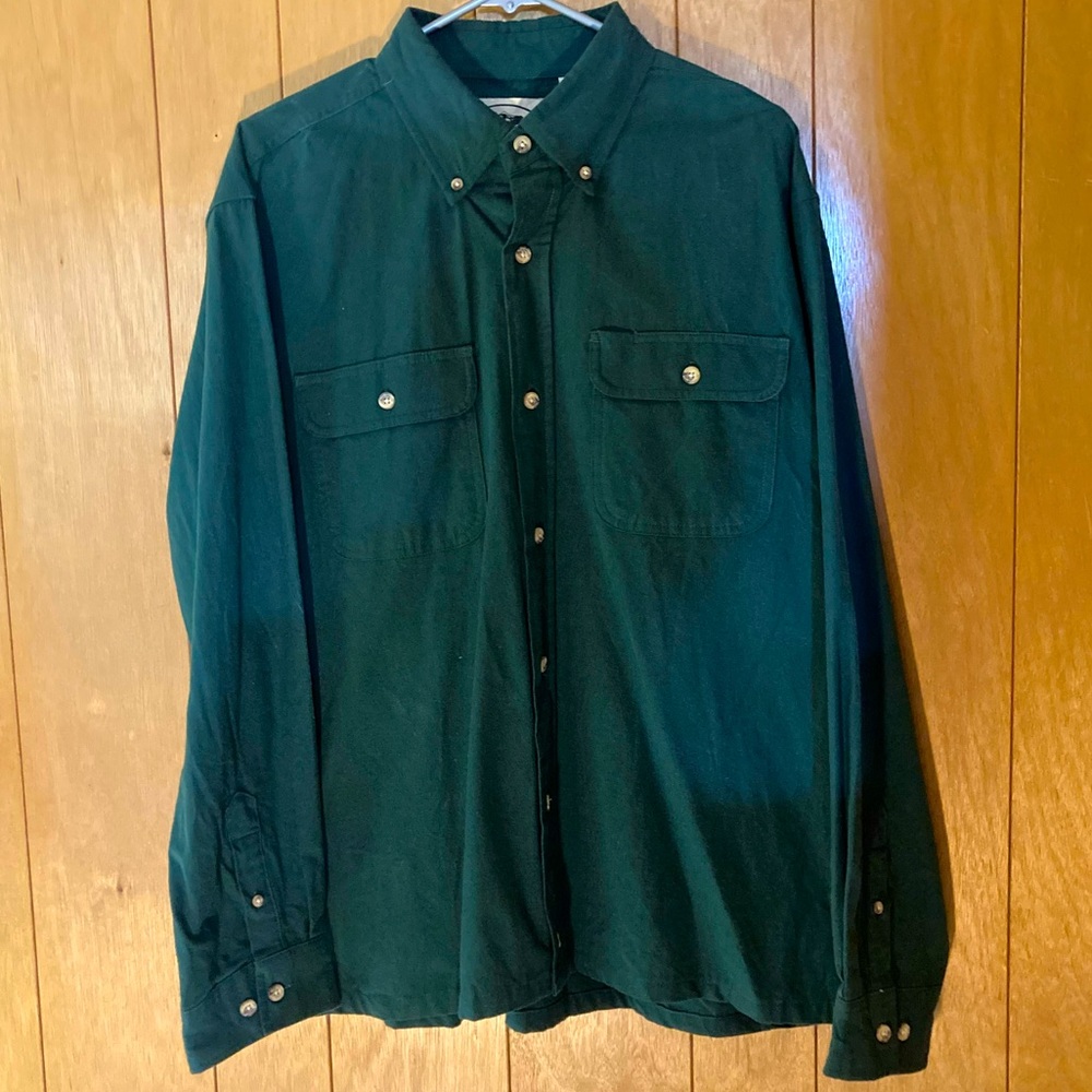 Vintage Casual Button Down Dark Green Flannel Backpacker Men’s XLT Outdoorsy 🏕